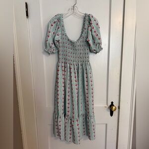 Hill House Mint Midi Dress with Pink Floral Print